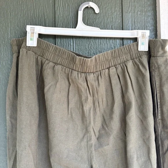 Cato 18/20 Linen Blend Wide Leg Cropped Pants Olive Green - Picture 5 of 8